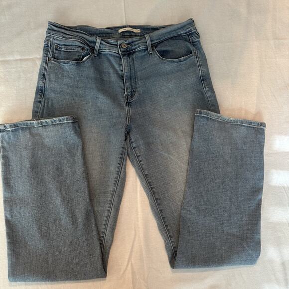 levis 505 jeans womens size 14 straight leg stretch mid rise denim blue - Picture 2 of 8